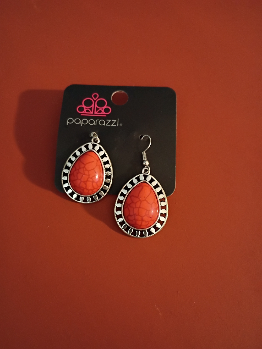 paparazzi Coral-Red Teardrop Dangle Earrings